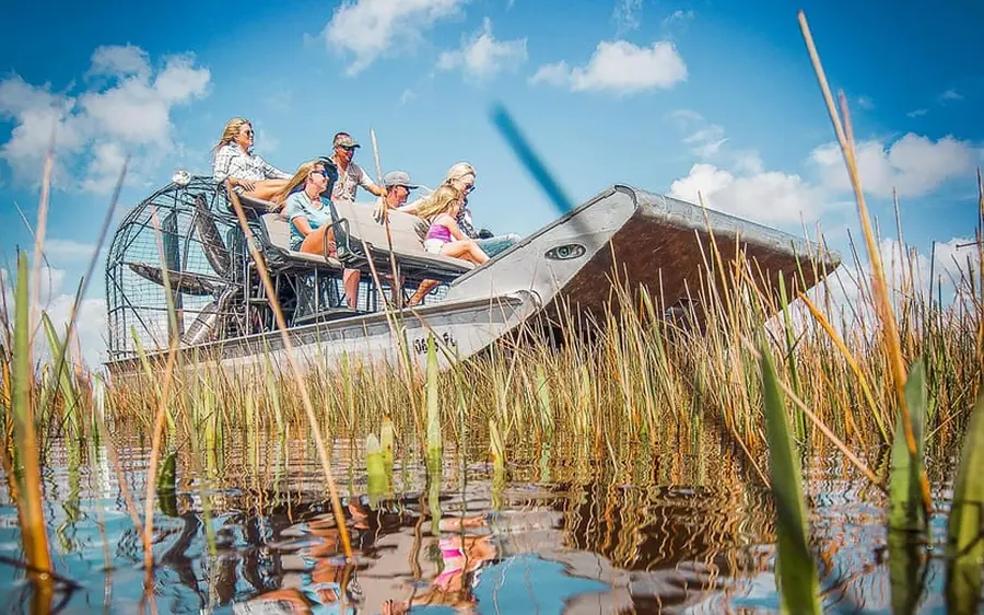 An airboat crossing the Everglades sawgrass